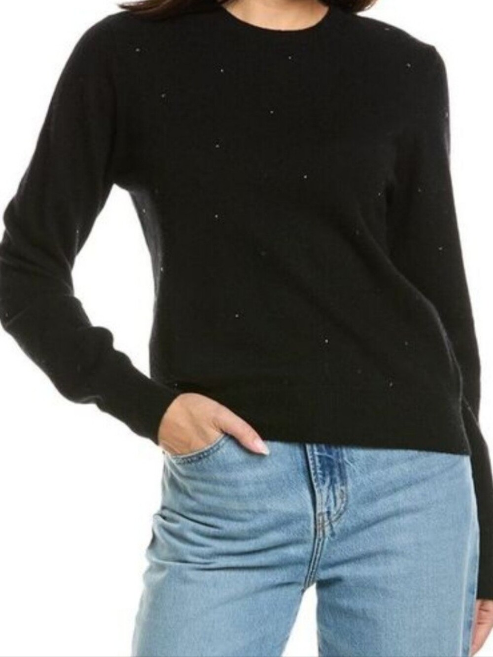 Brodie Cachmere Gem Star Crew Neck Black Sweater